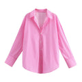Camisa Casual Listrada Rosa