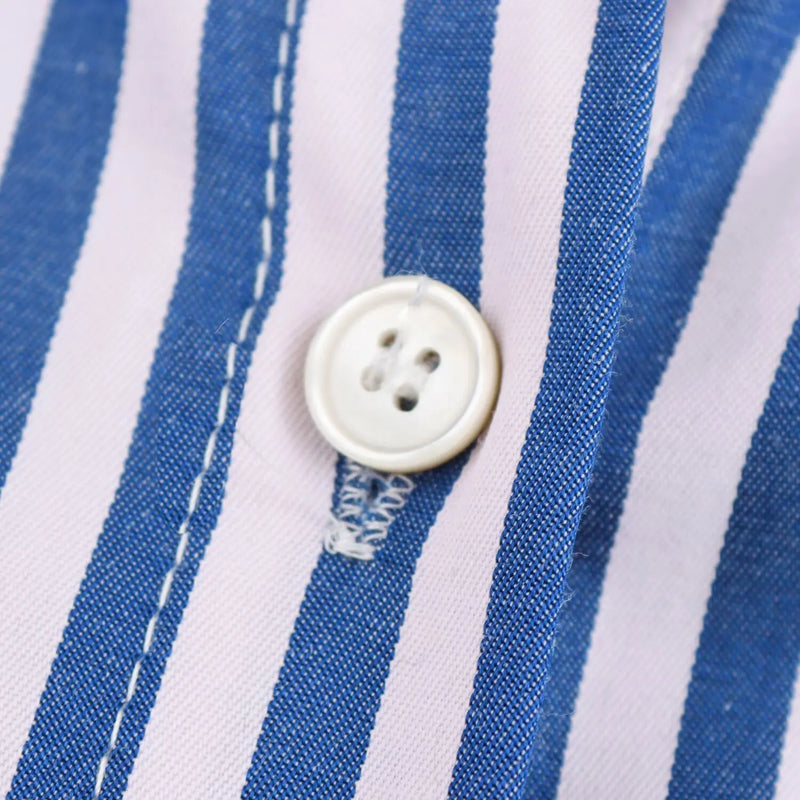 Camisa Casual Listrada Azul Escuro