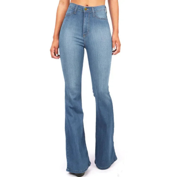 Calça Jeans Modeladora Wide Leg Cós Alto Azul