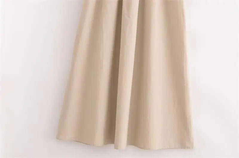 Vestido Longo Simples Casual Cáqui
