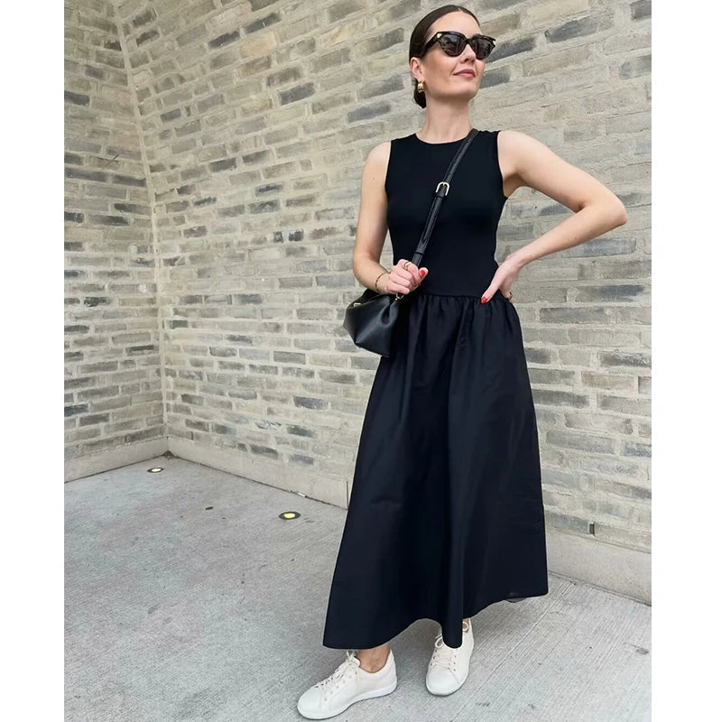 Vestido Longo Simples Casual Preto