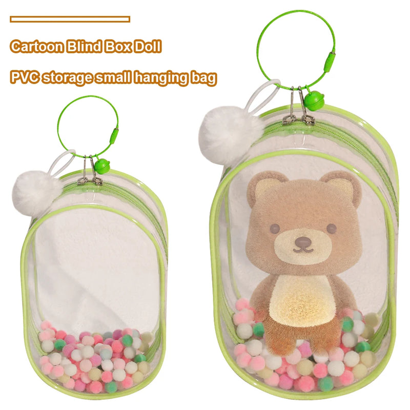 For Labubu V1 V2 Transparent Protective Cover Monster Toy Elf Doll Storage Box Dustproof Hanging Plush Doll Bag Display Cover