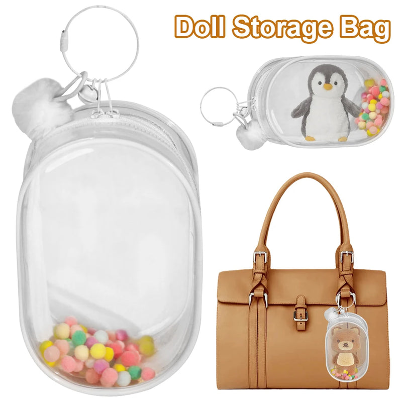 For Labubu V1 V2 Transparent Protective Cover Monster Toy Elf Doll Storage Box Dustproof Hanging Plush Doll Bag Display Cover