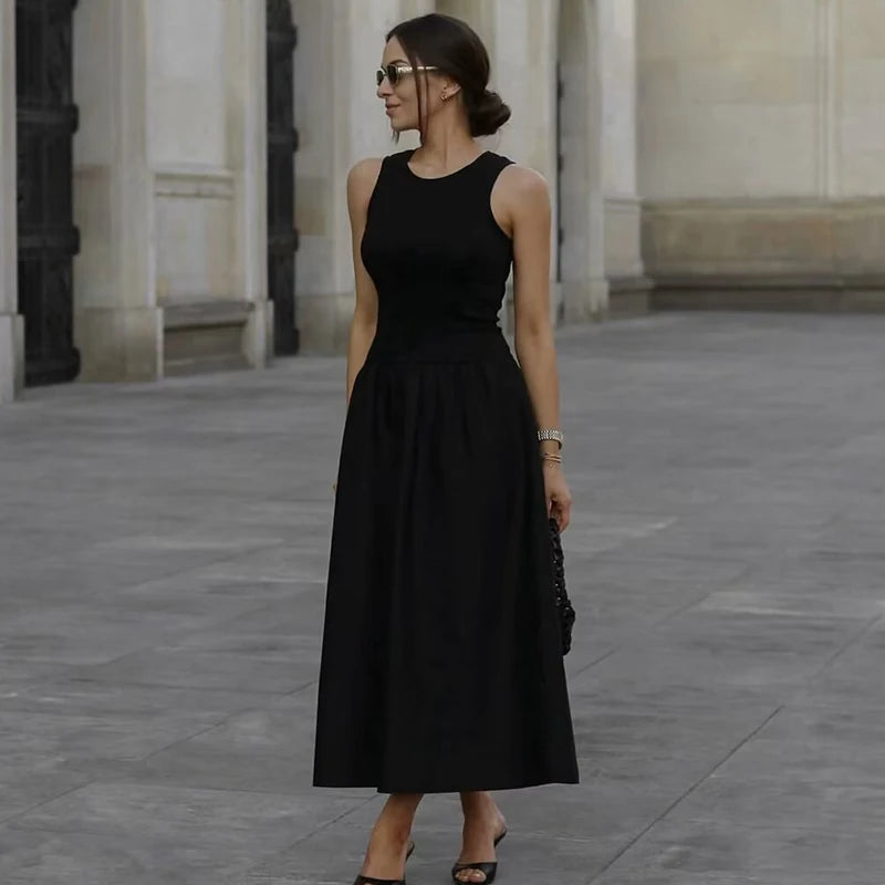 Vestido Longo Simples Casual Preto