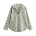 Camisa Casual Listrada Verde