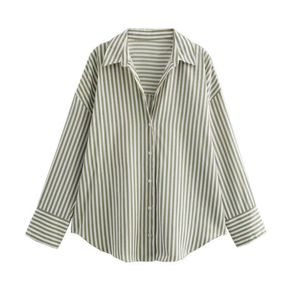 Camisa Casual Listrada Verde