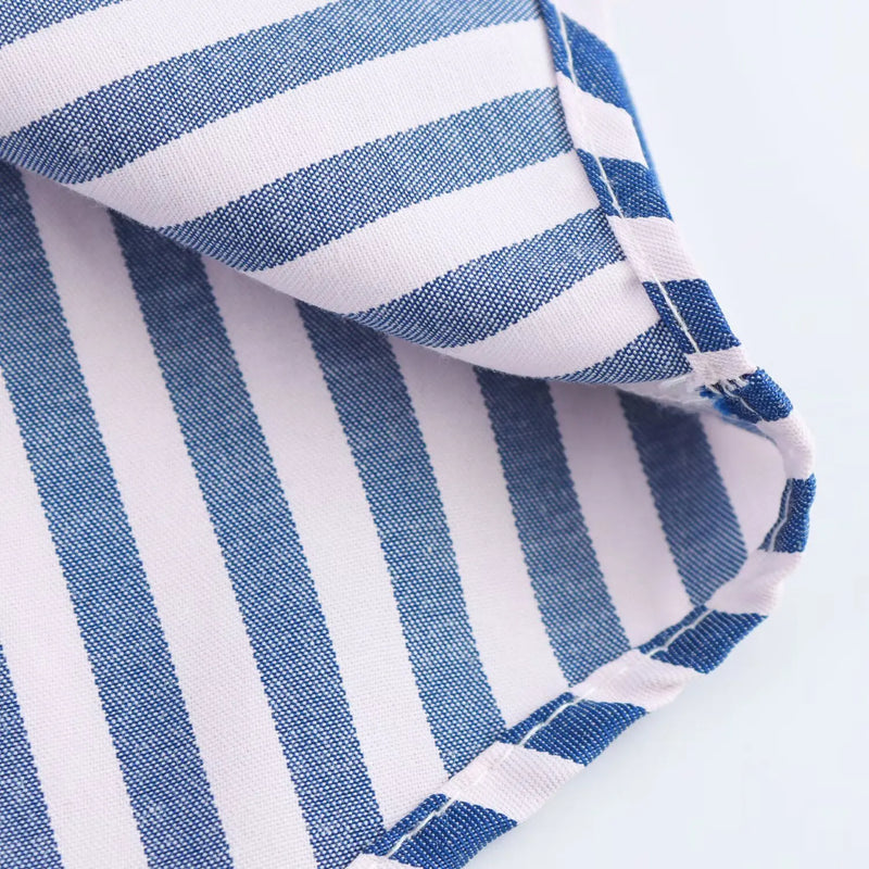 Camisa Casual Listrada Azul Escuro
