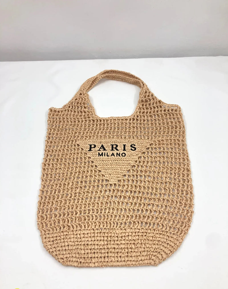 Bolsa de Palha Ráfia Paris Milano Cáqui