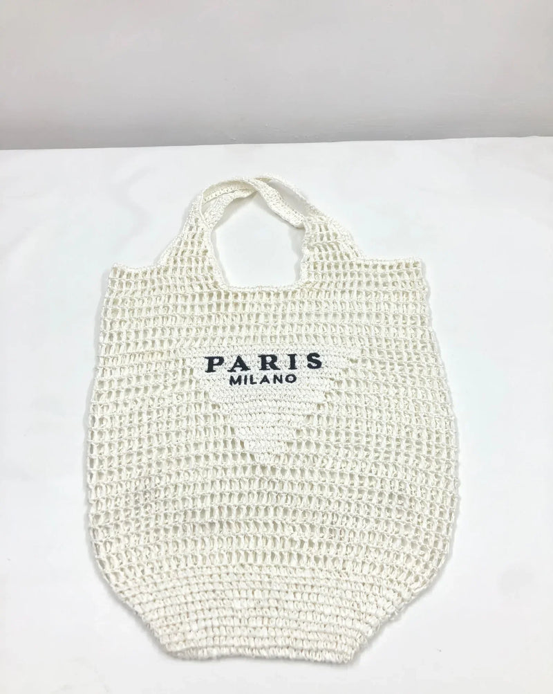 Bolsa de Palha Ráfia Paris Milano Branco