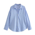 Camisa Casual Listrada Azul Claro