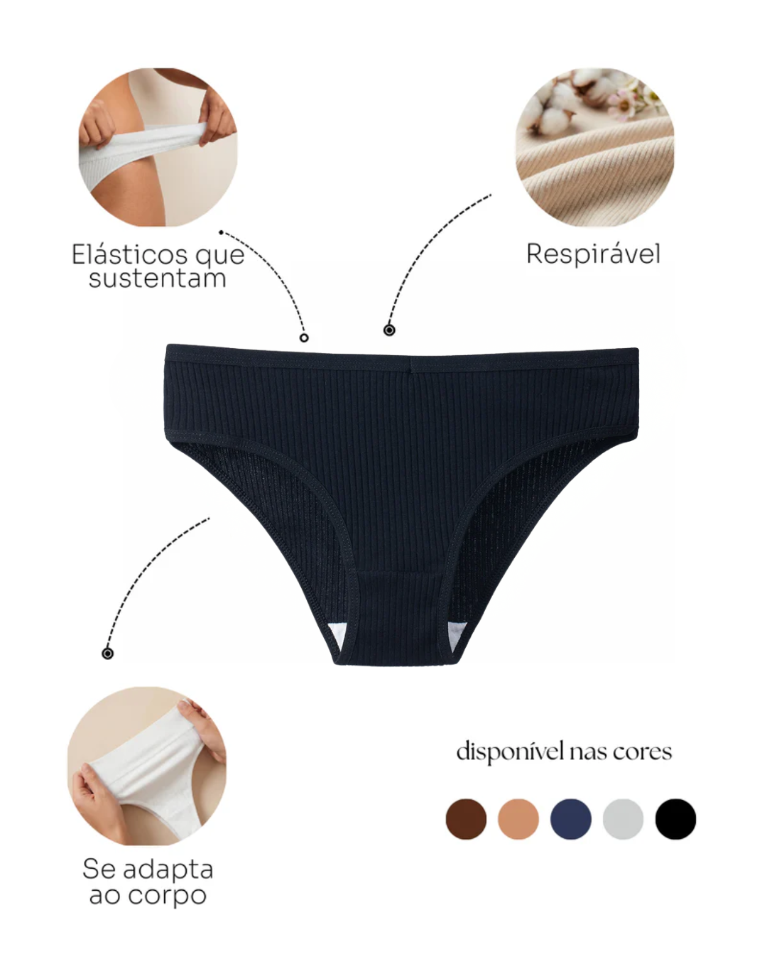 Kit 10 Unidades Calcinha Soft - 100% Algodão